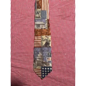 Eagles Wings Mens Patriotic USA Flag Capitol Building Tie
